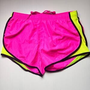 90 Degree By Reflex Pink and Yellow Athletic Sporty Workout Gym Shorts Sz XL
